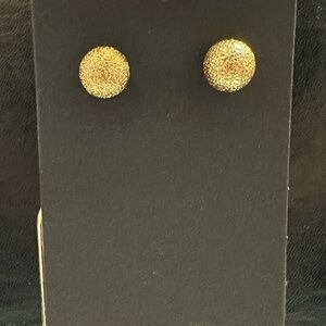 Round Textured Gold Stud Earrings